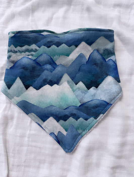 Watercolour mountains bandana bib