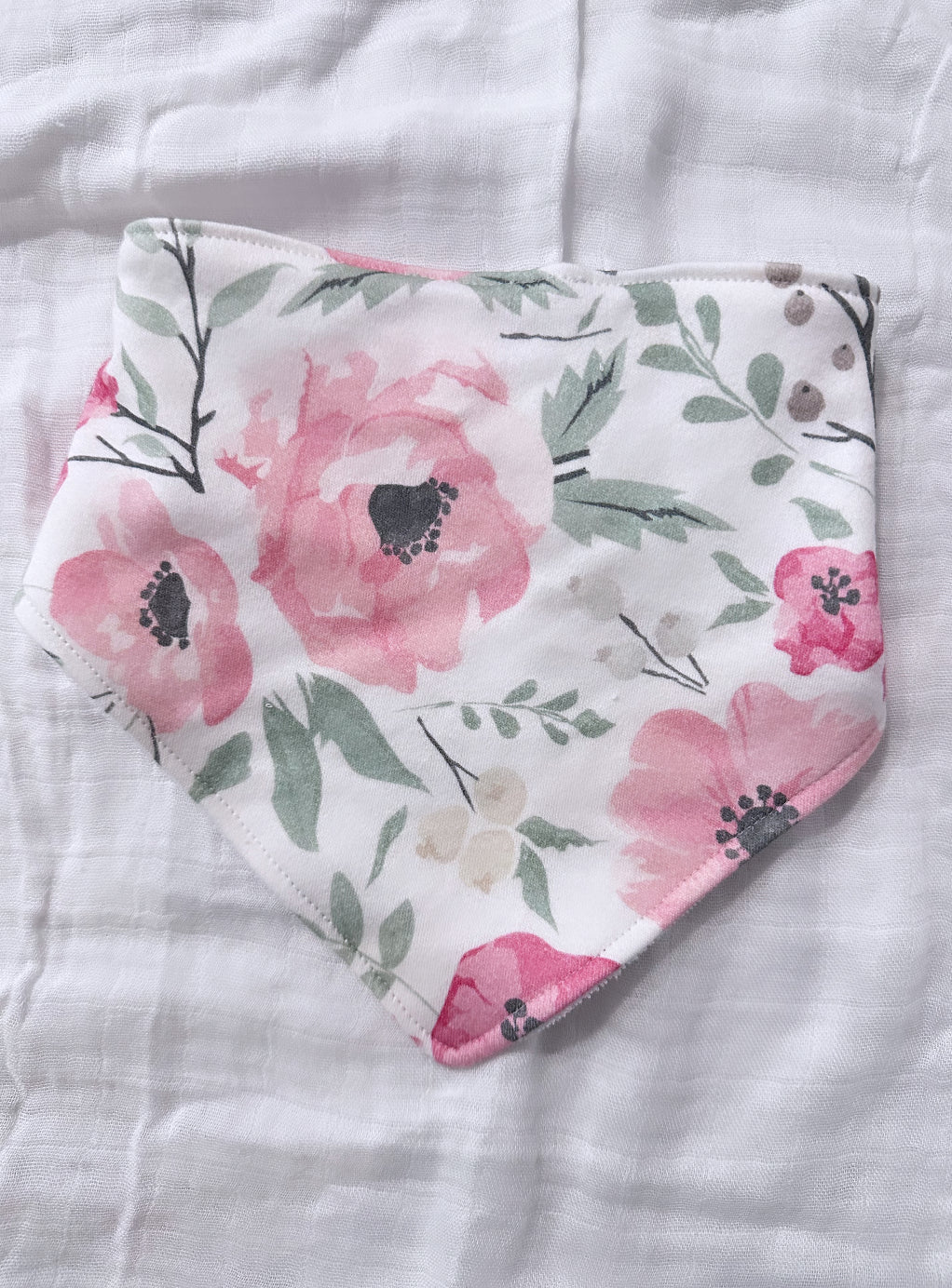 Pink floral bandana bib