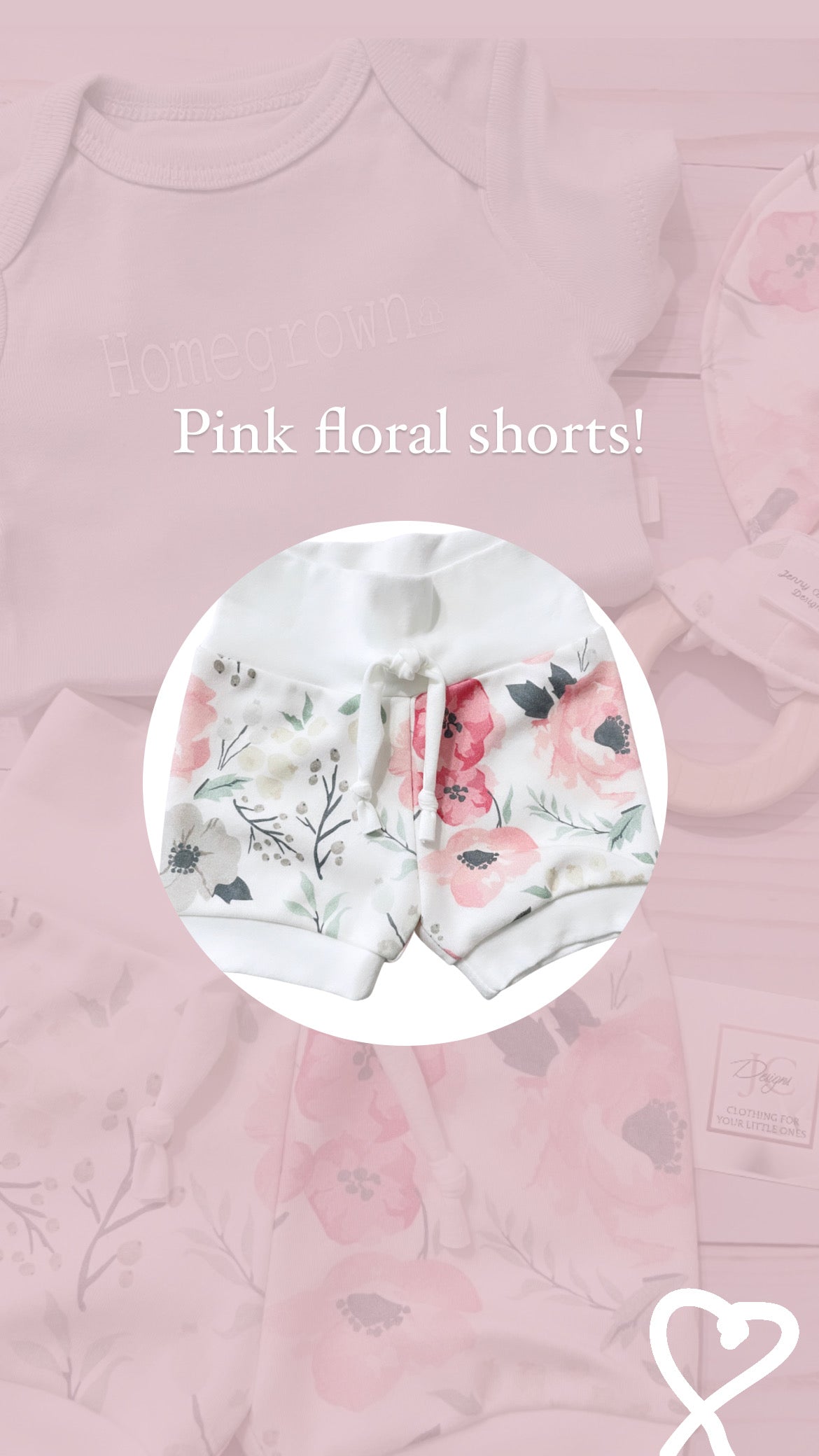 Watercolour pink floral shorts