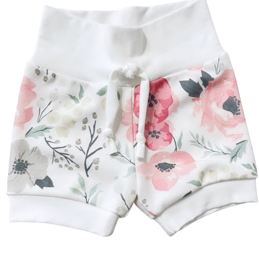 Watercolour pink floral shorts