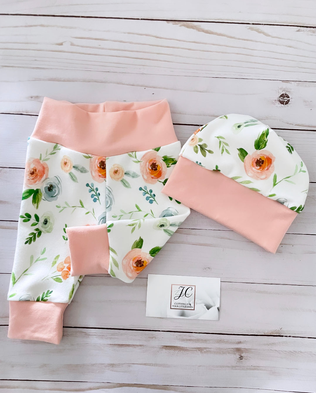 Peach floral baby outfit